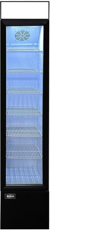 14″ Slim One (1) Glass Door Display Refrigerator with Lightbox, 3.7 cu.ft. (105 L), Black