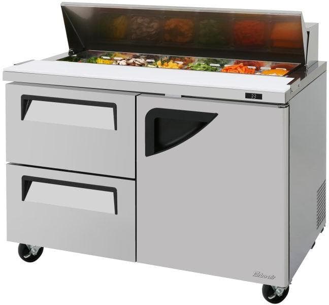 Turbo Air – Super Deluxe 48.25″ One Solid Door Mega Top Refrigerated Sandwich Prep Table with Stainless Steel Top with 12-Pan Opening – TST-48SD-D2R-N (ETA 5-6 Weeks)