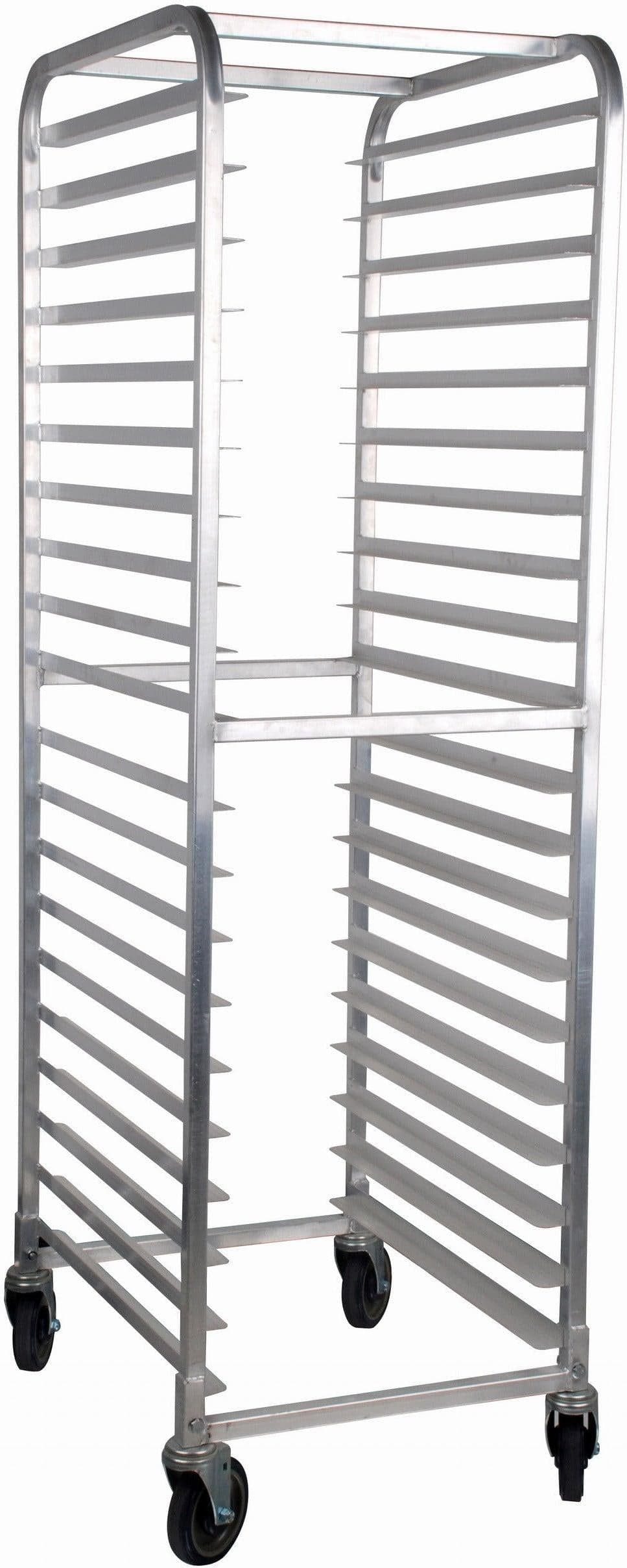 Mobile Steam Table Pan Rack, 20 Slides with 3″ Spacing, Curved Top, Aluminum