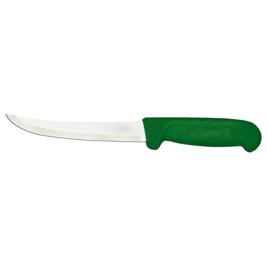 6" Curved Blade Boning Knife with Green Polypropylene Handle