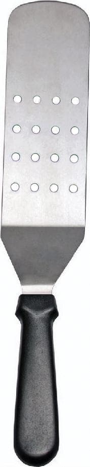 Kitchen Flexible Stainless Steel Turner with 8 1/4″ x 2 7/8″ Perforated Blade and Black Handle