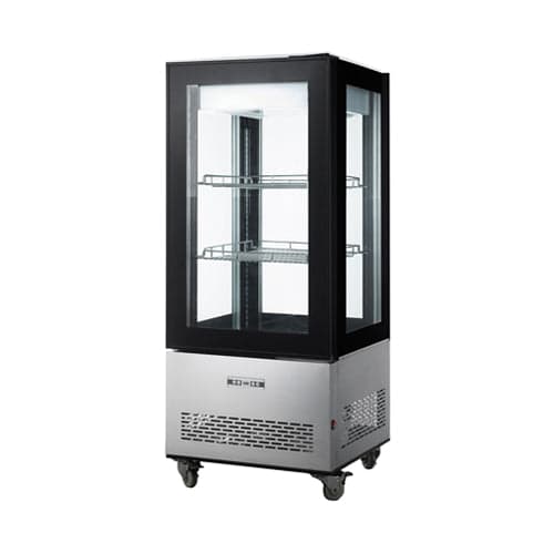Omcan Two (2) Shelf Refrigerated Display Case with Four-Sided Glass Tall, . ( ), Stainless Steel
