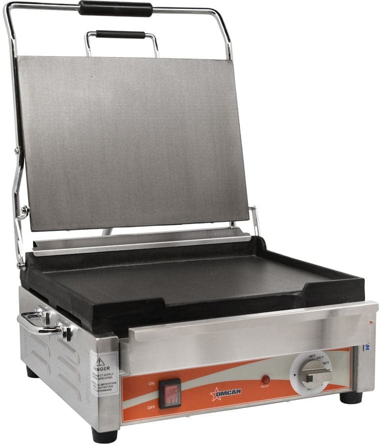 Single Panini Grill with Smooth Plates – 12″ x 15″ Cooking Surface – 120V, 1800W