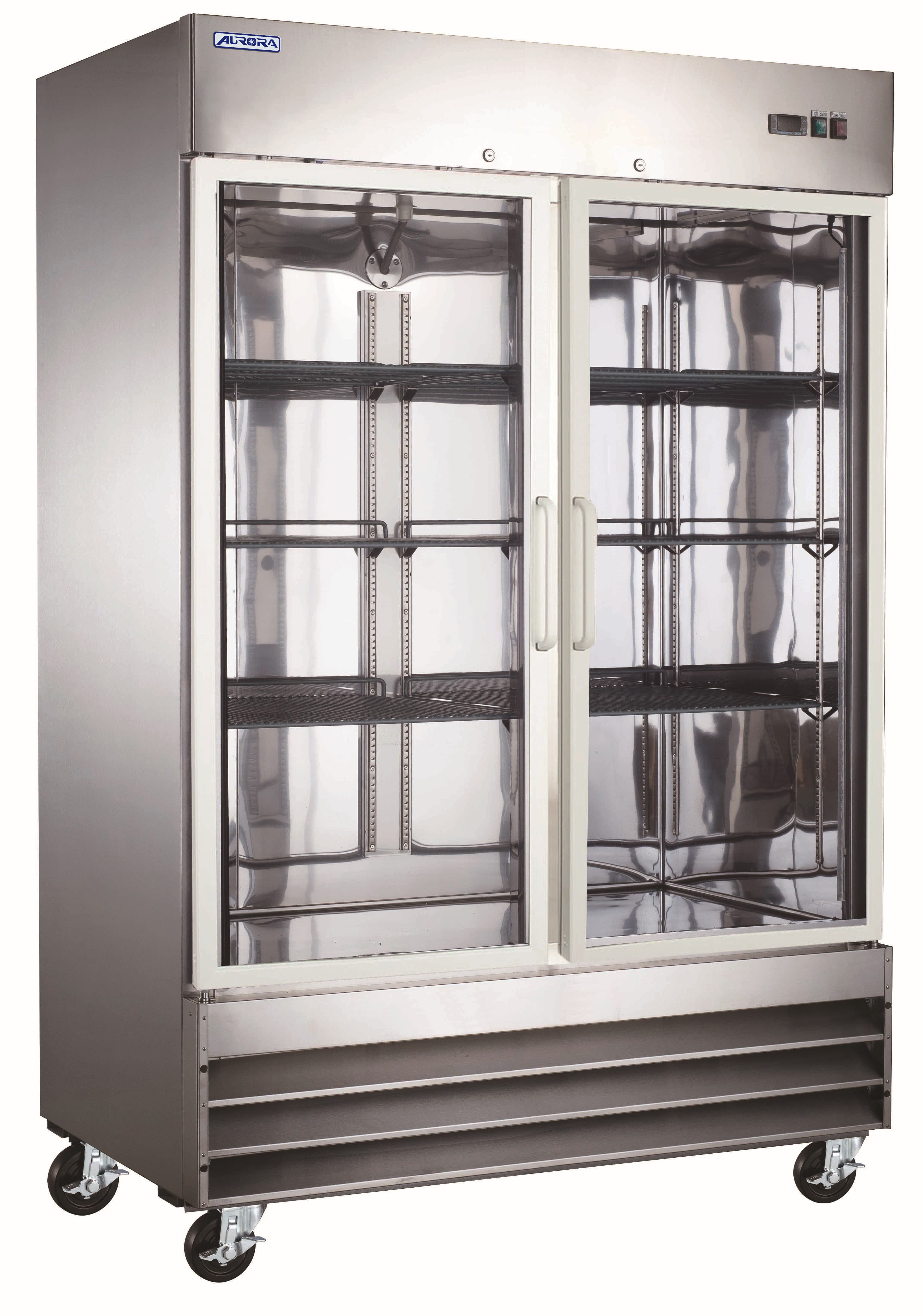 Aurora 54" Reach-In Stainless Steel Refrigerator with Glass Door, 41.3 cuft