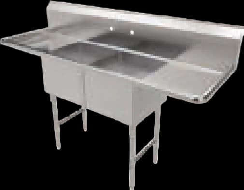 ATS MET 2-Compartment Prep Sink, With Left & Right Drain Board, 96" W x 30" D
