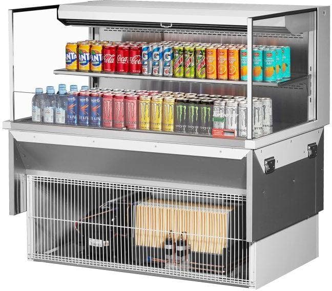 Turbo Air - 47.6" White Low Profile Drop-In Horizontal Open Display Case with One Shelf and Deck - TOM-48L-UF-W-2SI-N (ETA 5-6 Weeks)