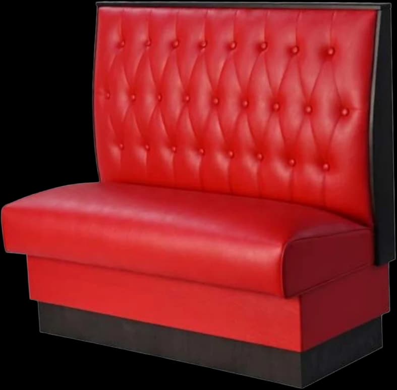 ATS William QuickShip Booth, Button-Tuft Back, Single, 42" H x 46" L, Bright Red