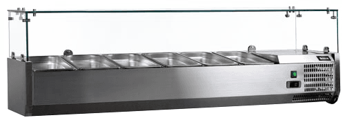 Omcan 59" Refrigerated Topping Rail with Glass Guard
