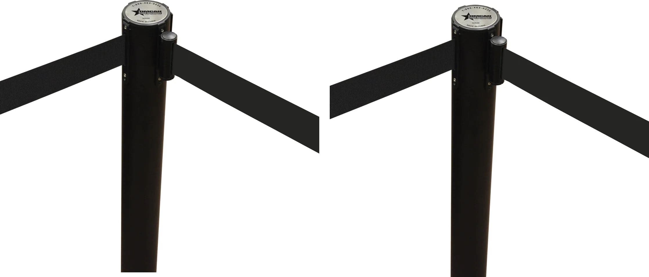 Black-Painted Steel Stanchions with Black Retractable Belt