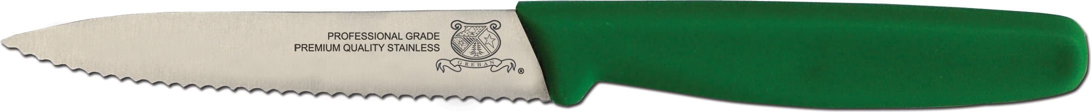 4" Serrated Edge Paring Knife with Green Polypropylene Handle
