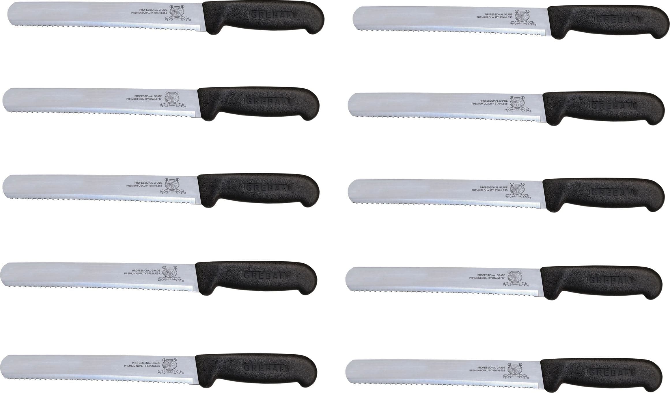 12" Slicer Straight Serrated Blade Knife with Black Polypropylene Handle