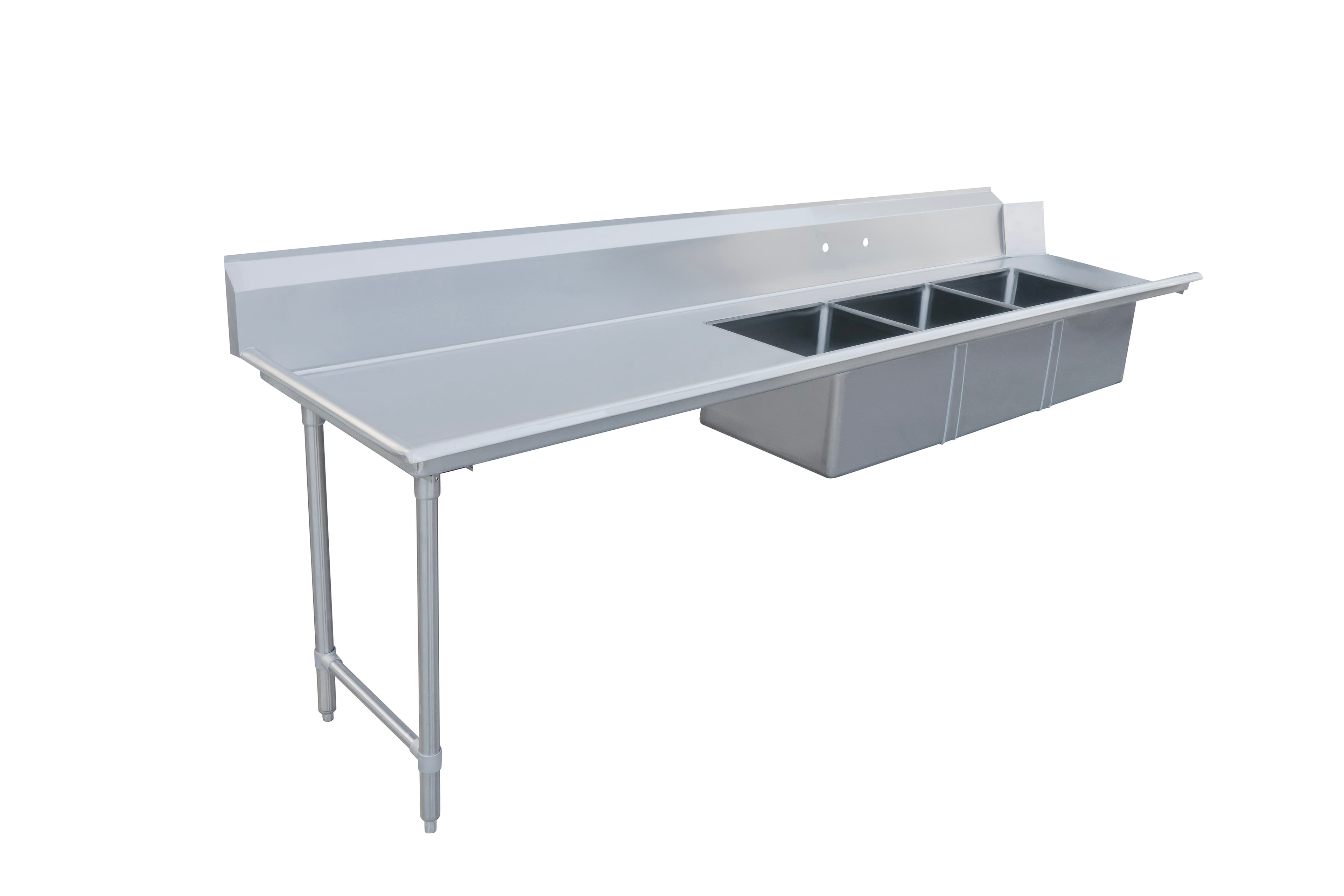 96" Left Side Soiled Dish Table with Three Sinks