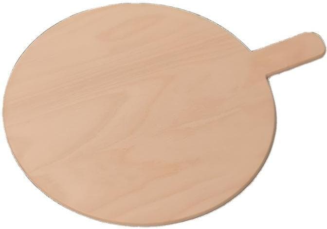 Linea Dori 16” x 16" Beech Wood Round Pizza Serving Board 0.3" Thick with 4” Handle