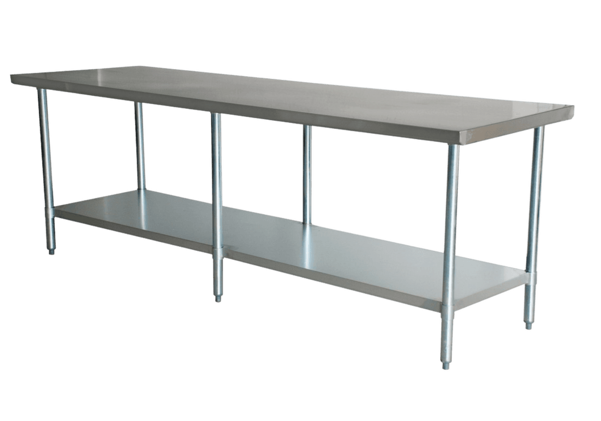 30″ x 108″ All Stainless Steel Worktable with Stainless Steel Undershelf and Legs