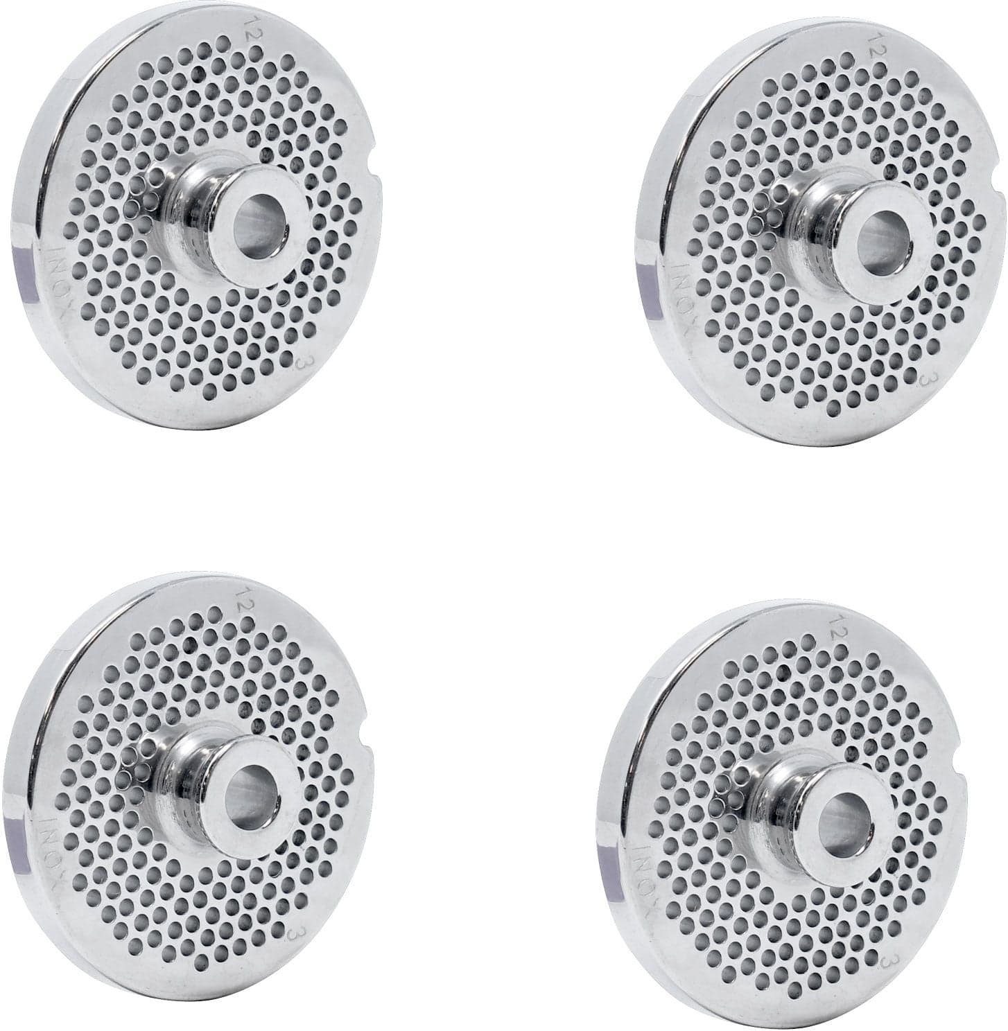 European Style #12 stainless steel plate with hub, 3.2mm (1/8″) – one notch/ round