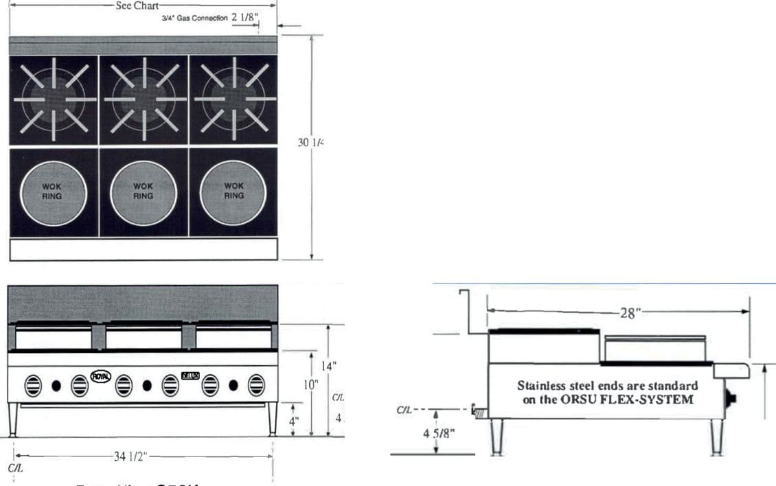 Royal - Delux 24" Stainless Steel Original Flex System Step-Up - ORSU-424