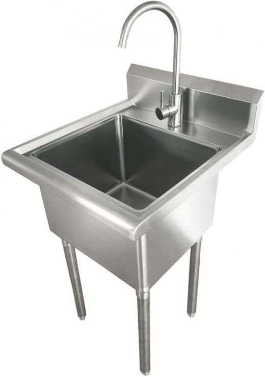18″ x 16″ x 13″ 16-gauge, 304 stainless steel One Tub Laundry Sink with Faucet and Drain Basket