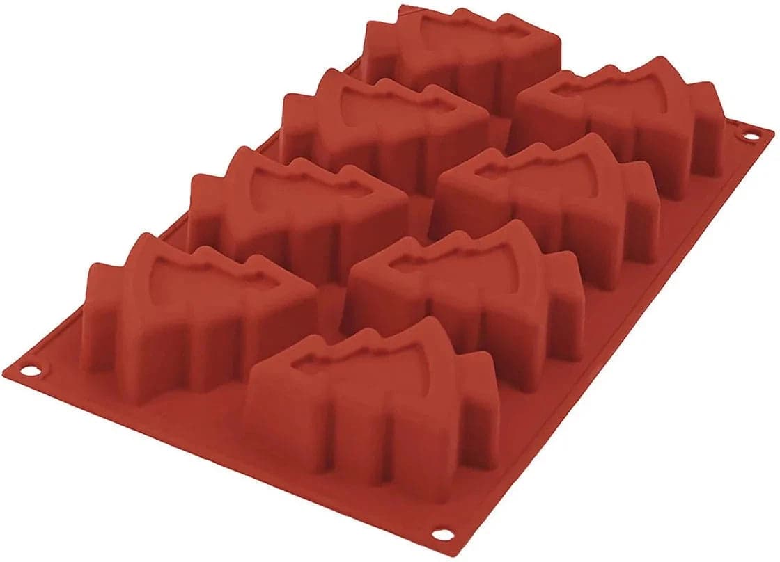 Silikomart – 3.2" x 2.6" x 1.2" Silicone #8 Compartment Pino Tree Baking Mold – SF108