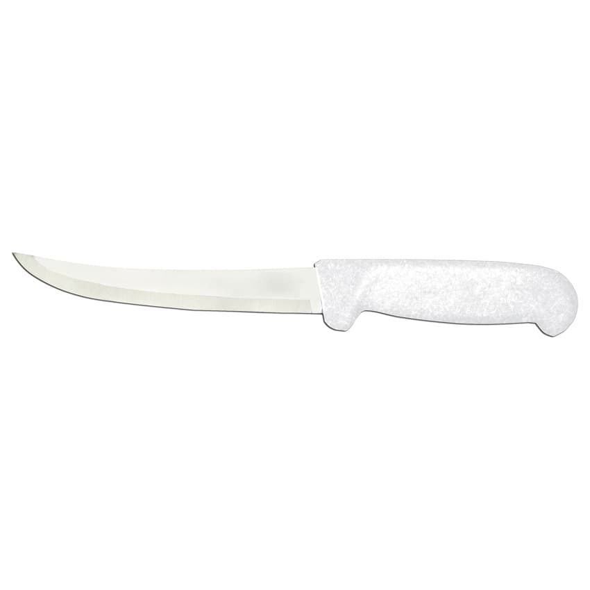 6" Curved Blade Boning Knife with White Polypropylene Handle