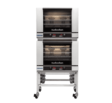Turbofan – Full Size Digital Electric Convection Ovens Double Stacked on a Stainless Steel Base Stand – E28D4/2C