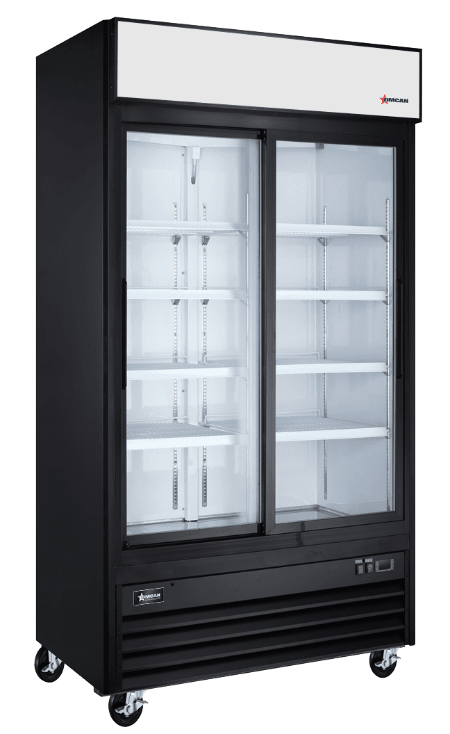40" Two (2) Sliding Glass Door Display Refrigerator, 31.5 cu.ft. (892 L), Black
