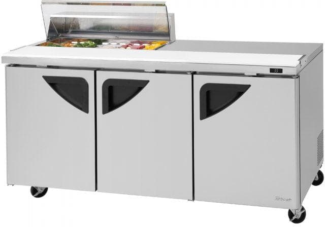 Turbo Air – Super Deluxe 72.4″ 3 Swing Door Refrigerated Sandwich Prep Table with Stainless Steel Top and 3 Shelves – TST-72SD-10S-N-CL (ETA 5-6 Weeks)