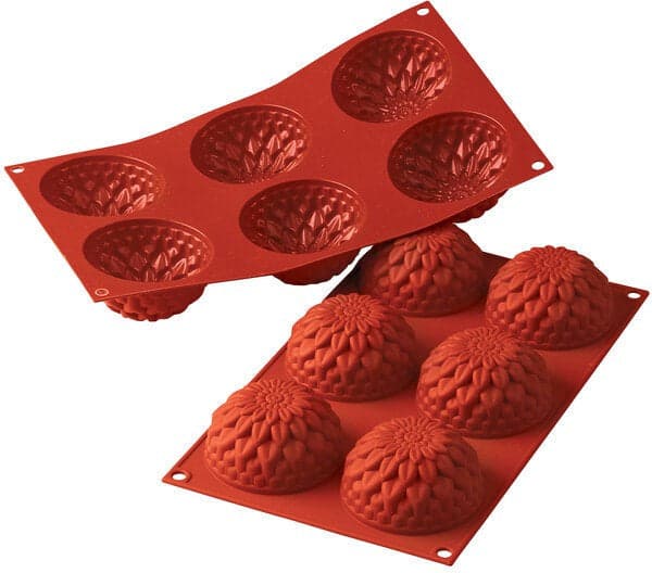 Silikomart – 3" x 1.5" Silicone 6 Compartment Dahlia Baking Mold – SF078