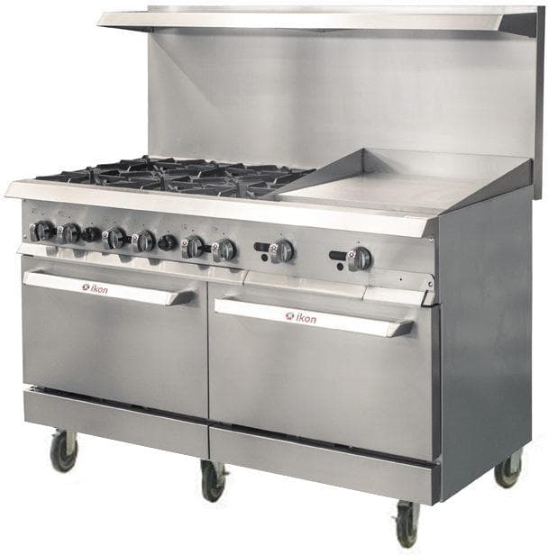 Ikon IR-6B-24MG-60 60″ Natural Gas 6-Burner Range With 24″ Griddle In Manual Control – 306,000 BTU