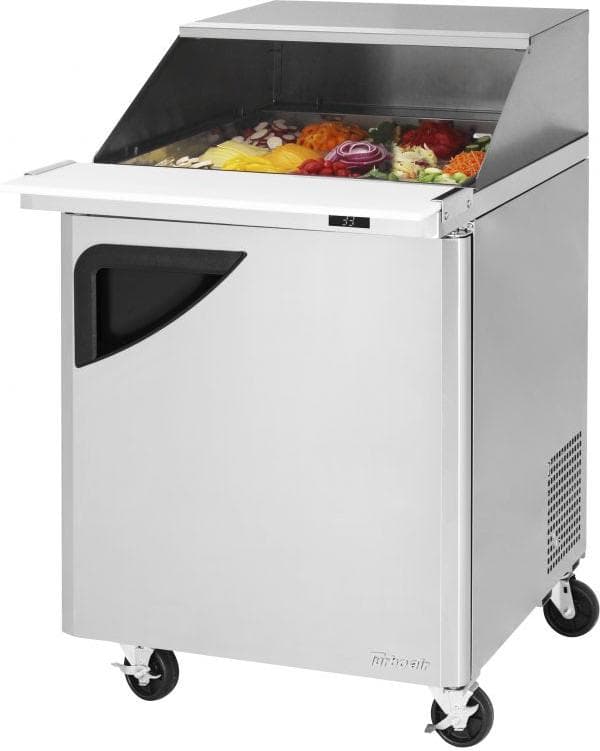 Turbo Air – Super Deluxe 27.5″ One Solid Door Mega Top Refrigerated Sandwich Prep Table with Slide-Back Lid – TST-28SD-12-N-SL (ETA 5-6 Weeks)