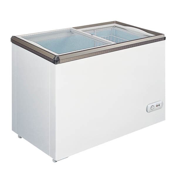54" Two (2) Door Ice Cream Display Chest Freezer with Flat Glass Top, 12.6 cu.ft. (357 L)