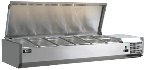 59" Refrigerated Topping Rail with Stainless Steel Cover