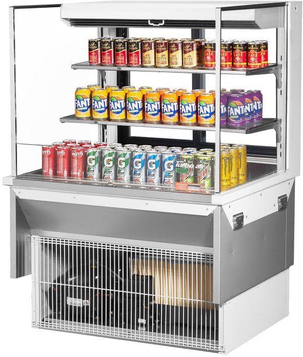 Turbo Air - 35.6" White Low Profile Drop-In Horizontal Open Display Case - TOM-36L-UFD-W-3SI-N (ETA 5-6 Weeks)