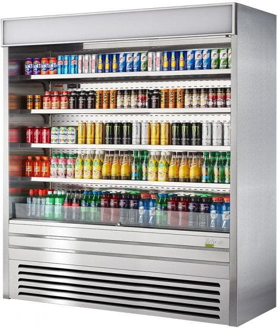 Turbo Air - 72" Silver Vertical Air Curtain Open Display Merchandiser Including 8 Shelves - TOM-72ES-N (ETA 5-6 Weeks)