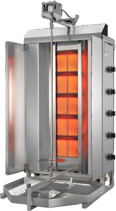 Potis MU GD5 120 kg Natural Gas Vertical Broiler / Shawarma Machine with 5 Burners | Trento – 47,500 BTU