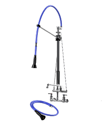 HIMI Products – Instinct Pre-Rinse Faucet Unit with 54″ Hose, V Mount Bracket, Vacuum Breaker, 6′ Extension Hose, 8″ Wall Mount Base Faucet + 12″ Add-On Faucet – IF5405-8WAF