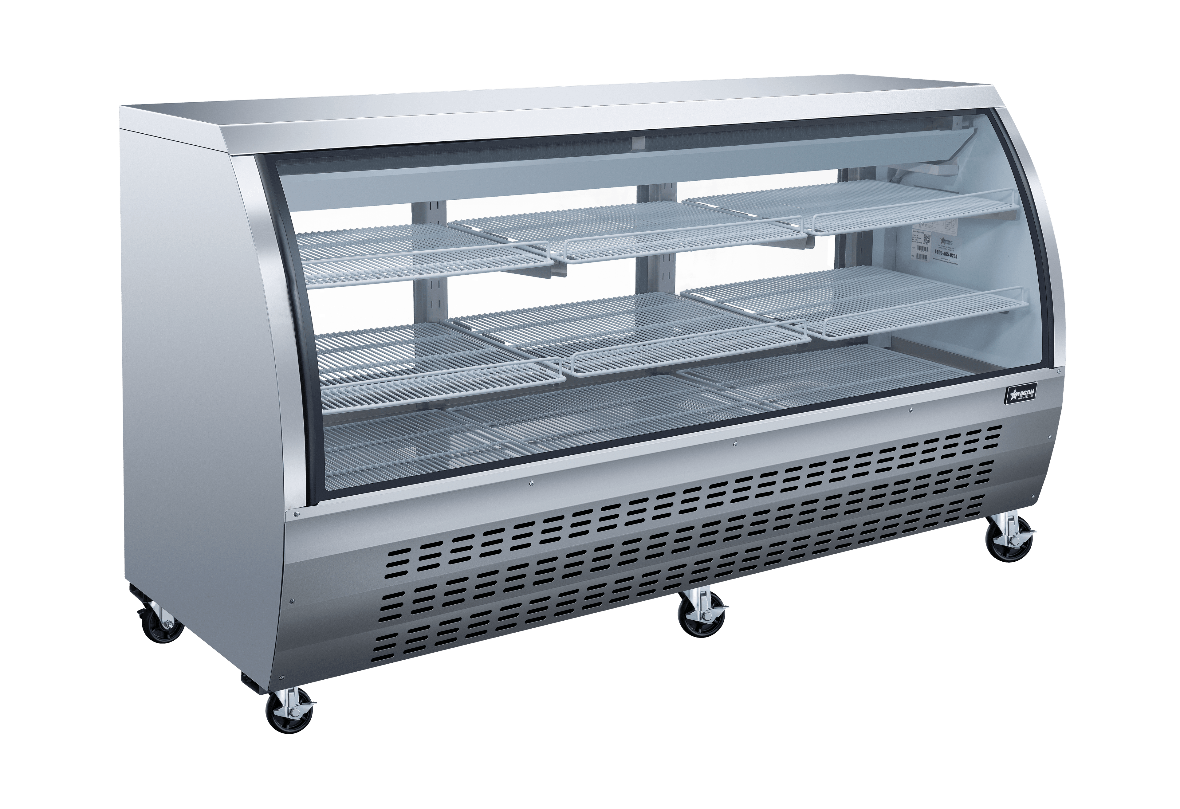82″ Two (2) Shelf Floor Refrigerated Showcase, 32 cu.ft. (903 L), Stainless Steel