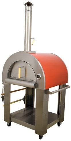 32″ Wood Fired Pizza Oven Stainless Steel with Red Enamel Coating Shield