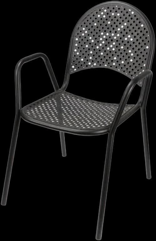 ATS 90B-BS Outdoor Metal Barstool, Woven Back, Black