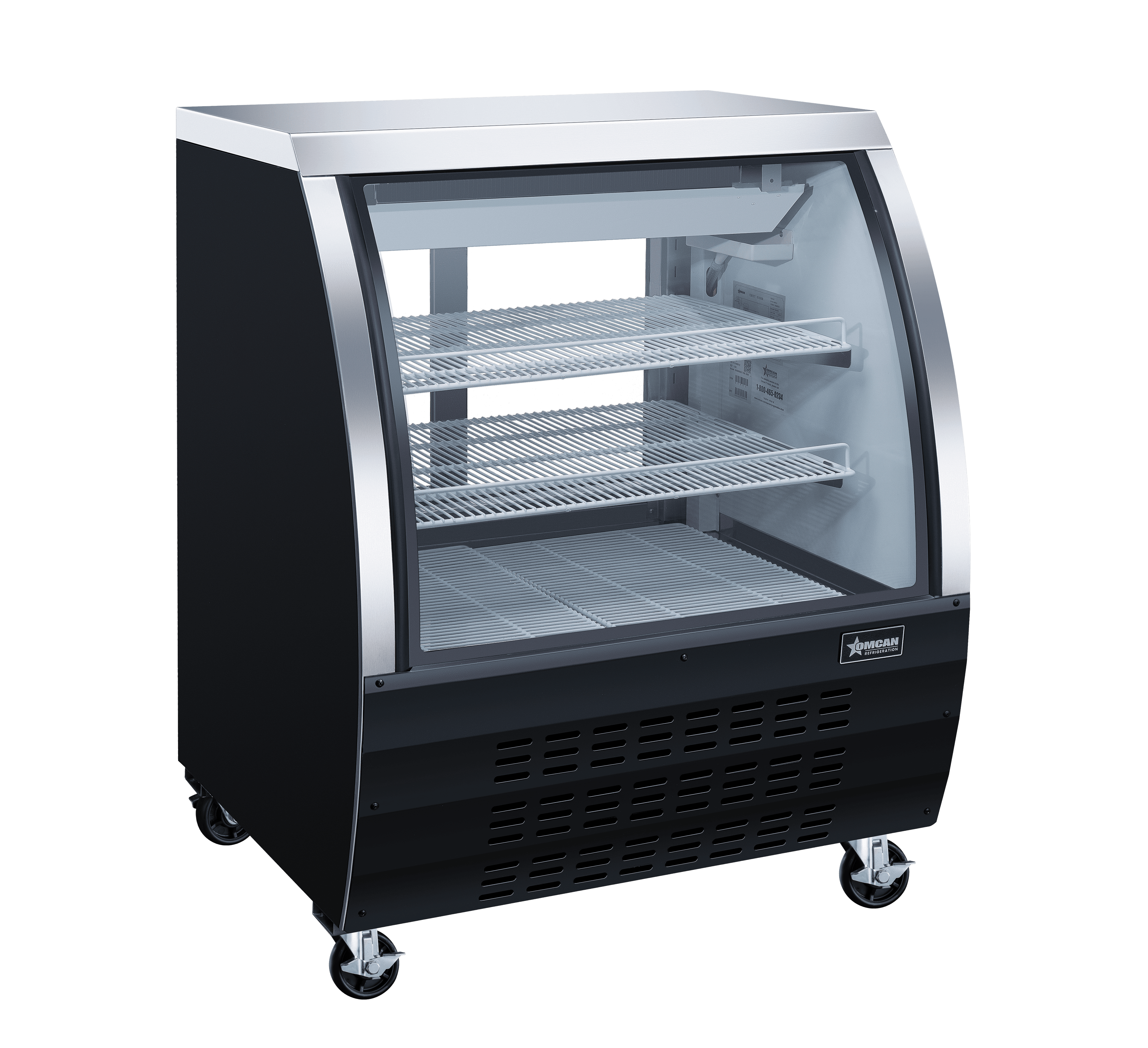 36″ Two (2) Shelf Floor Refrigerated Showcase, 11.6 cu.ft. (328 L), Black