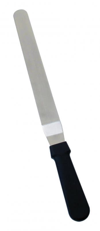 Stainless Steel Offset Baking / Icing Spatula with 8 1/2″ x 1 1/2″ blade and Black Plastic Handle