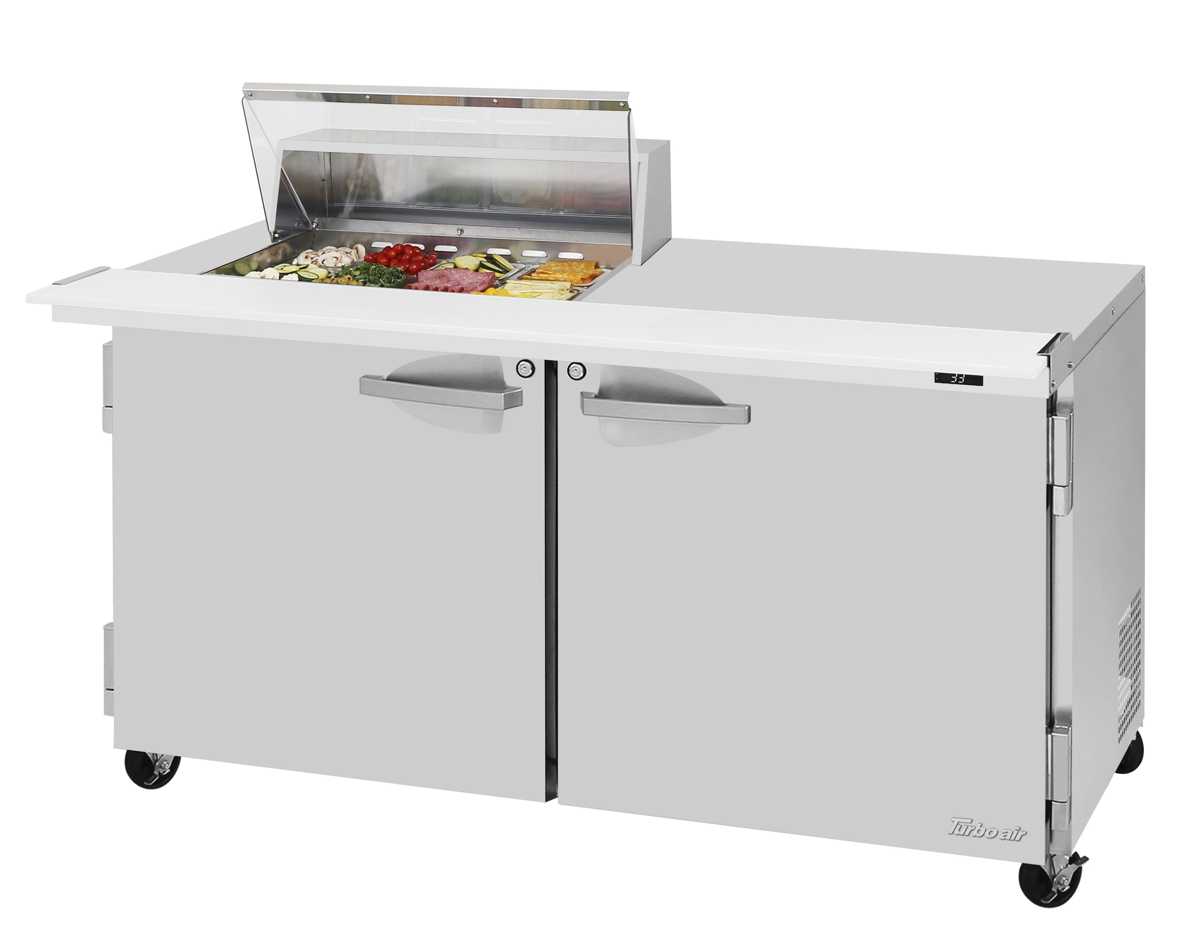 Turbo Air – PRO Series Sandwich/Salad Mega Prep + Work Station with Clear Lid, 60-1/4″ Wide – PST-60-12M-N-CL