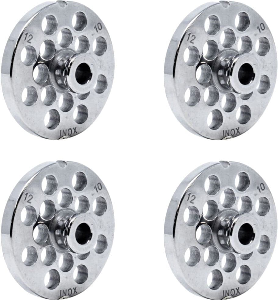 European Style #12 stainless steel plate with hub, 10mm (3/8″) – one notch/ round