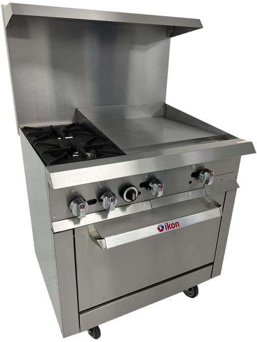 Ikon IR-2B-24MG-36 36″ Natural Gas 2-Burner Range With 24″ Griddle In Manual Control – 153,000 BTU