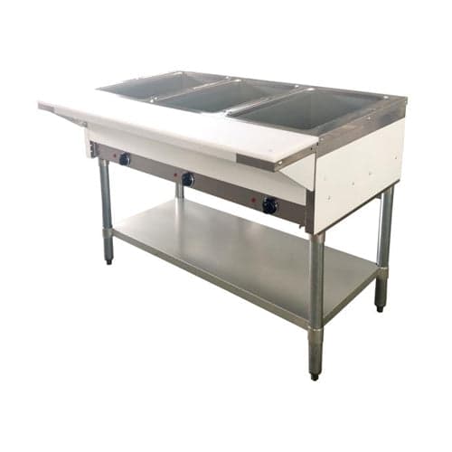 Omcan FW-CN-0003-H 3 Pan Electric Hot Food Table with Cutting Board – 208 Volts
