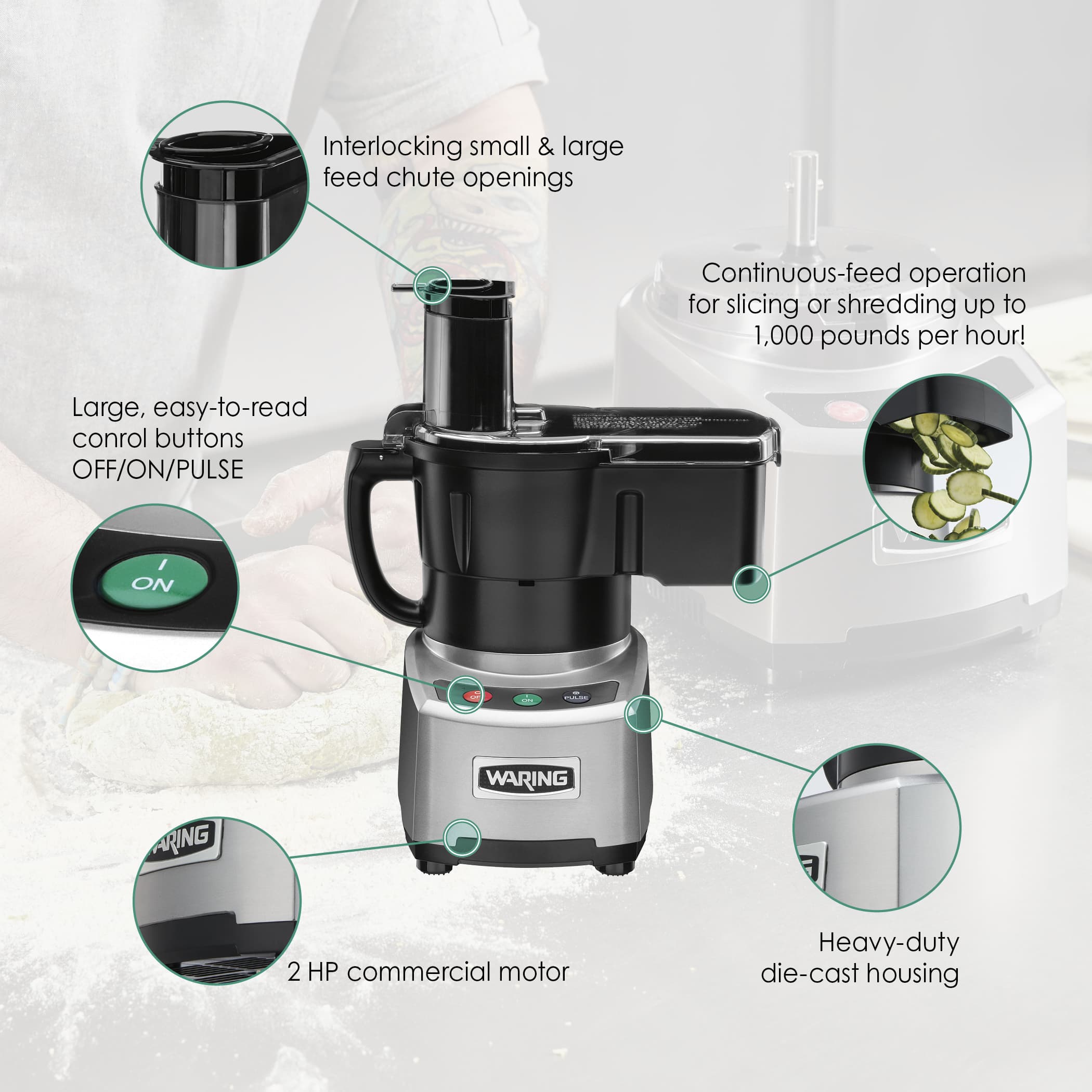 Waring WFP16SCD 4 Qt. Combination Continuous-Feed/Batch Bowl Food Processor