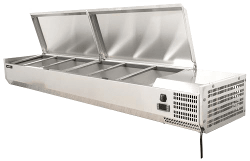 Omcan 79" Refrigerated Topping Rail with Stainless Steel Cover