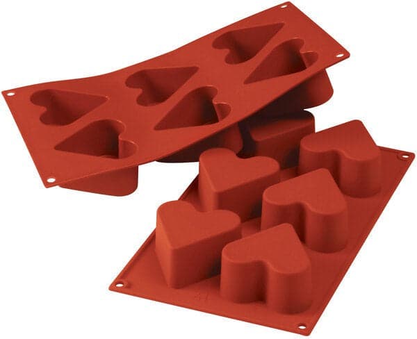 Silikomart – Silicone 6 Compartment Hearts Baking Mold – SF036