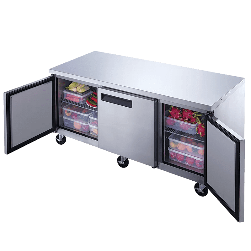 New Air NUR-72-6D 72" Stainless Steel Undercounter Refrigerator with Drawers