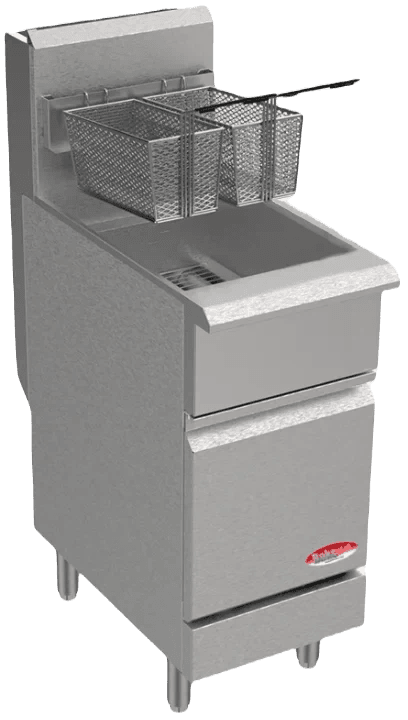 Bakemax - BAKE Series 50 Ib Stainless Steel Freestanding Propane Gas Fryer - BAKEL50