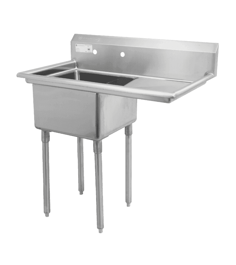 Thorinox TSS-1818-RL18 18" x 18" x 11" Single 18" & 20" Sink with Drainboard